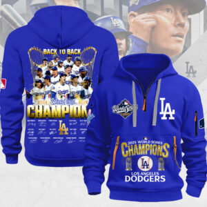 Los Angeles Dodgers 2025 World Series Champions 2D Quarter Zip Hoodie - MAITM13673