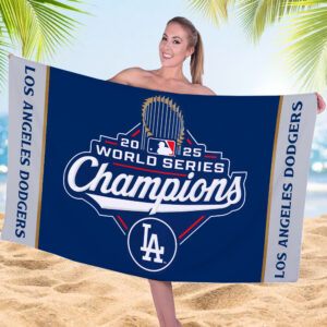 Los Angeles Dodgers 2025 World Series Champions Rectangle Beach Towel - MAITM13644