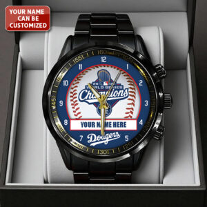 Personalized Los Angeles Dodgers World Series 2025 Black Stainless Steel Watch - TANTN18224