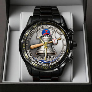 Philadelphia Phillies 142nd Anniversary Black Stainless Steel Watch - TANTN18483