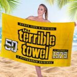 Pittsburgh Steelers The Terrrible Towel 50th Anniversary Rectangle Beach Towel - MAITM13684