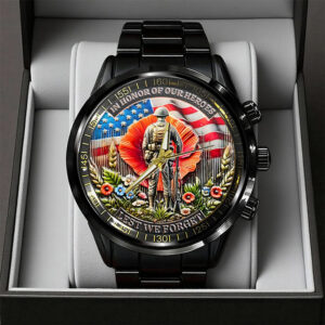 Poppy Remembrance Military Black Stainless Steel Watch - TANTN18445