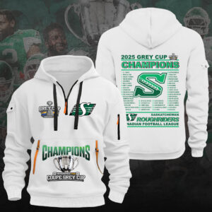 Saskatchewan Roughriders 2025 Grey Cup Champions 2D Quarter Zip Hoodie - HOATT14721