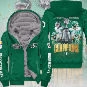 Saskatchewan Roughriders 2025 Grey Cup Champions 3D Fleece Zip Hoodie - MAITM13892