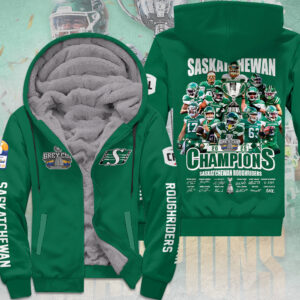 Saskatchewan Roughriders 2025 Grey Cup Champions 3D Fleece Zip Hoodie - MAITM13868
