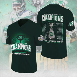 Saskatchewan Roughriders 2025 Grey Cup Champions 3D Football Jersey - MAITM13900
