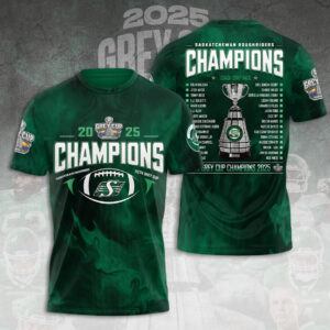 Saskatchewan Roughriders 2025 Grey Cup Champions 3D Apparel - TANTN18825
