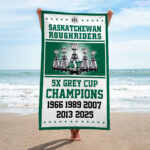 Saskatchewan Roughriders 2025 Grey Cup Champions Rectangle Beach Towel – HOATT14758