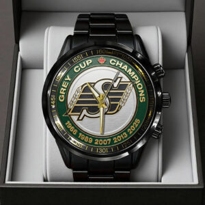 Saskatchewan Roughriders 2025 Grey Cup Champions Black Stainless Steel Watch - TANTN18923