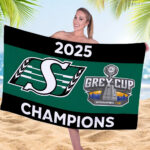 Saskatchewan Roughriders 2025 Grey Cup Champions Rectangle Beach Towel – MAITM13843