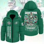Saskatchewan Roughriders 2025 Grey Cup Champions Thickened Down Hooded Jacket – MAITM13885