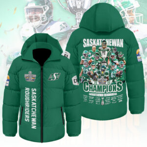 Saskatchewan Roughriders 2025 Grey Cup Champions Thickened Down Hooded Jacket - MAITM13885