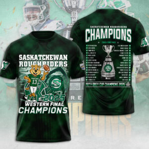 Saskatchewan Roughriders 2025 Grey Cup Champions 3D Apparel - MAITM13801