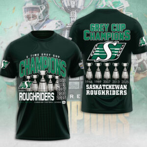 Saskatchewan Roughriders 2025 Grey Cup Champions 3D Apparel - MAITM13853