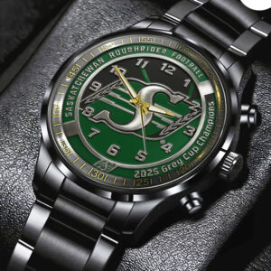 Saskatchewan Roughriders 2025 Grey Cup Champions  Black Stainless Steel Watch - TMTHU2262