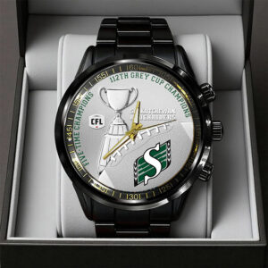 Saskatchewan Roughriders 2025 Grey Cup Champions Black Stainless Steel Watch - TANTN18925