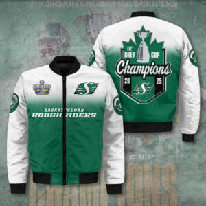 Saskatchewan Roughriders 2025 Grey Cup Champions 3D Bomber Jacket - TANTN18974