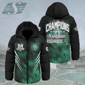 Saskatchewan Roughriders 2025 Grey Cup Champions Thickened Down Hooded Jacket - HOATT14815