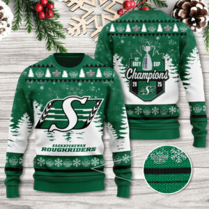 Saskatchewan Roughriders 2025 Grey Cup Champions Ugly Sweater - TANTN18942
