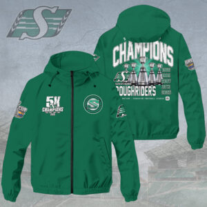 Saskatchewan Roughriders 2025 Grey Cup Champions 3D Windbreaker Jacket - HOATT14756