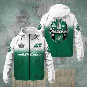 Saskatchewan Roughriders 2025 Grey Cup Champions 3D Windbreaker Jacket - TANTN18973