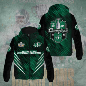 Saskatchewan Roughriders 2025 Grey Cup Champions 3D Windbreaker Jacket - TANTN18976