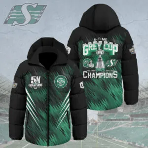 Saskatchewan Roughriders 2025 Grey Cup Champions Thickened Down Hoodd Jacket - HOATT14833