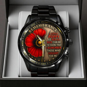 Poppy Remembrance Military Black Stainless Steel Watch - TANTN18443