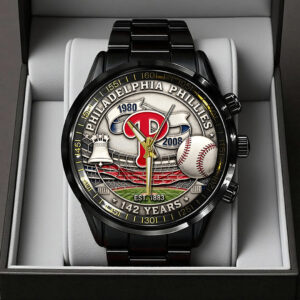 Philadelphia Phillies 142nd Anniversary Black Stainless Steel Watch - TANTN18481