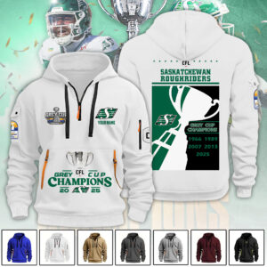 Saskatchewan Roughriders 2025 Grey Cup Champions 2D Quarter Zip Hoodie - TANTN18910
