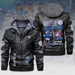 Toronto Blue Jays 2025 American League Champions 2D Leather Hooded Jacket - HOATT14273