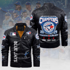 Toronto Blue Jays 2025 American League Champions 2D Leather Yellow Fleece Jacket - HOATT14691