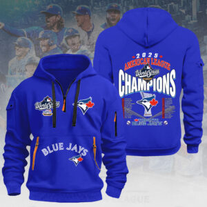 Toronto Blue Jays 2025 American League Champions 2D Quarter Zip Hoodie - HOATT14575