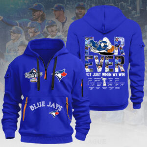 Toronto Blue Jays 2025 American League Champions 2D Quarter Zip Hoodie - HOATT14576
