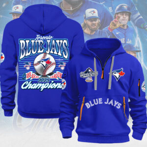 Toronto Blue Jays 2025 American League Champions 2D Quarter Zip Hoodie - MAITM13721