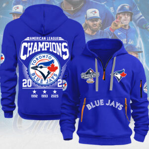 Toronto Blue Jays 2025 American League Champions 2D Quarter Zip Hoodie - MAITM13758