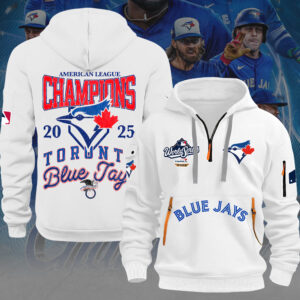 Toronto Blue Jays 2025 American League Champions 2D Quarter Zip Hoodie - MAITM13767