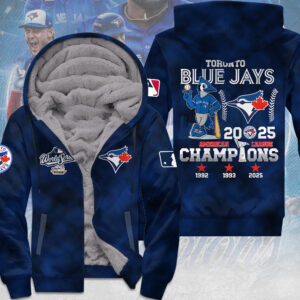 Toronto Blue Jays 2025 American League Champions 3D Fleece Zip Hoodie - MAITM13786