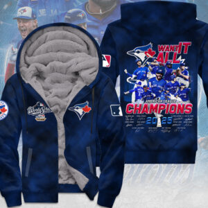 Toronto Blue Jays 2025 American League Champions 3D Fleece Zip Hoodie - MAITM13787