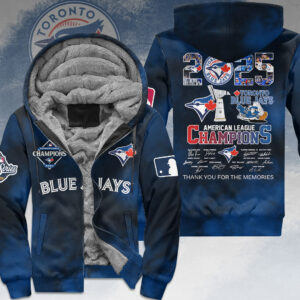 Toronto Blue Jays 2025 American League Champions 3D Fleece Zip Hoodie - HOATT14837