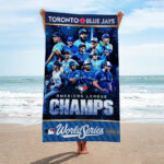 Toronto Blue Jays 2025 American League Champions Rectangle Beach Towel – HOATT14615