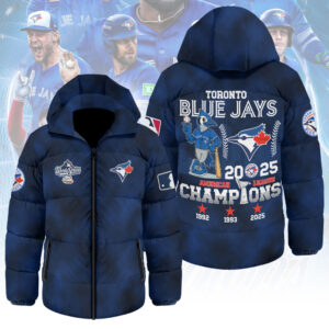 Toronto Blue Jays 2025 American League Champions Thickened Down Hooded Jacket - MAITM13889