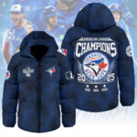 Toronto Blue Jays 2025 American League Champions Thickened Down Hooded Jacket - MAITM13890