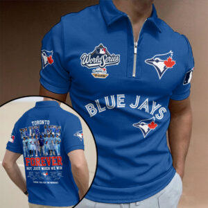 Toronto Blue Jays 2025 American League Champions Zip Polo Shirt - HOATT14830