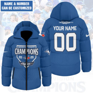Personalized Toronto Blue Jays Thickened Down Hooded Jacket - GNENEW733