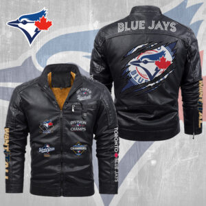 Toronto Blue Jays 2D Leather Yellow Fleece Jacket - TMTHU2145