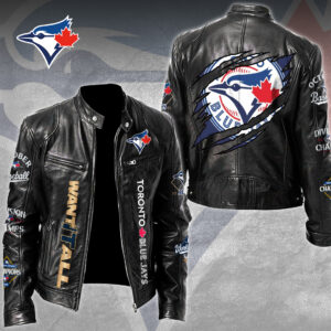 Toronto Blue Jays Motorcycle Leather Jacket - TMTHU2168