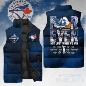 Toronto Blue Jays 2025 American League Champions 3D Sleeveless Down Jacket - HOATT14605