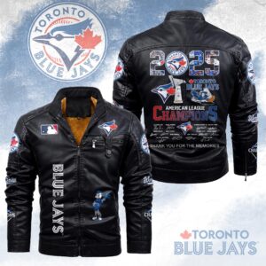 Toronto Blue Jays 2025 American League Champions 2D Leather Yellow Fleece Jacket - HOATT14600