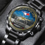 Toronto Blue Jays 2025 American League Champions Black Stainless Steel Watch - MAITM13762